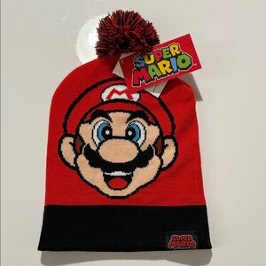 Nintendo Super Mario Face Pom Beanie One Size 2019 Red Black